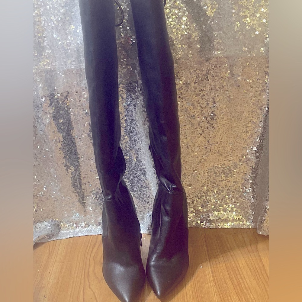Black Aldo Back Tie Boots